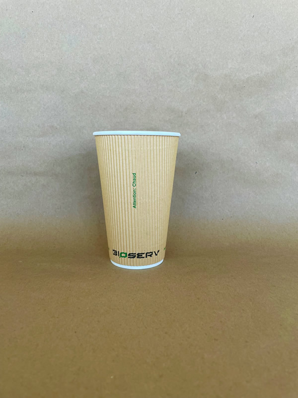 16oz. Kraft Bioserv Double Wall Comfort Grip Hot Cup