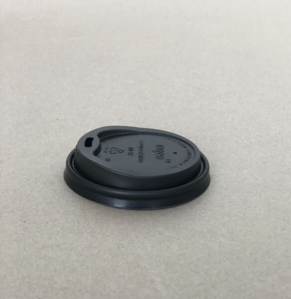 10-20oz. Sip Black Compostable Hot Cup Lid