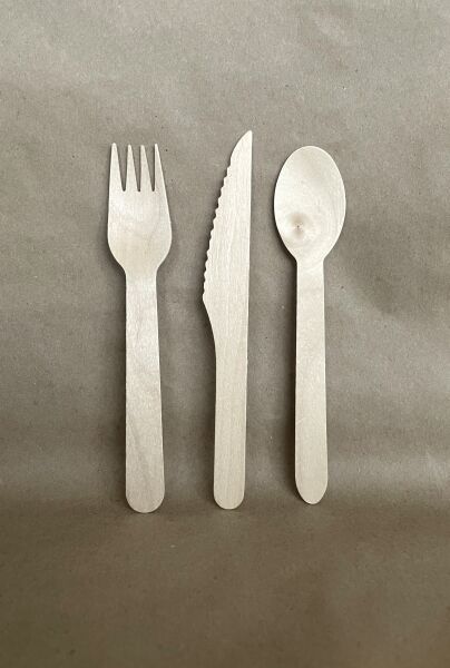 Wrapped Birch Wood Cutlery Set